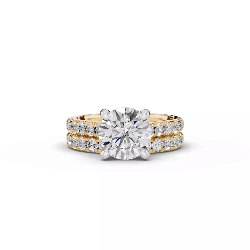 14K Yellow Gold Tradition Hidden Halo Cathedral Pavé Lab Engagement Ring (.55ct. tw.)