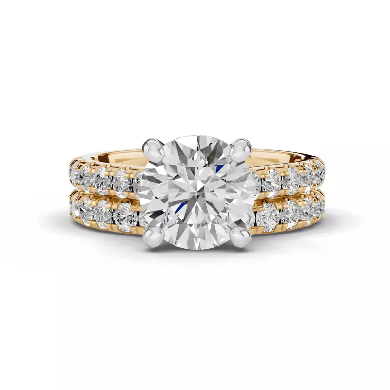 14K Yellow Gold Tradition Hidden Halo Cathedral Pavé Lab Engagement Ring (.55ct. tw.)