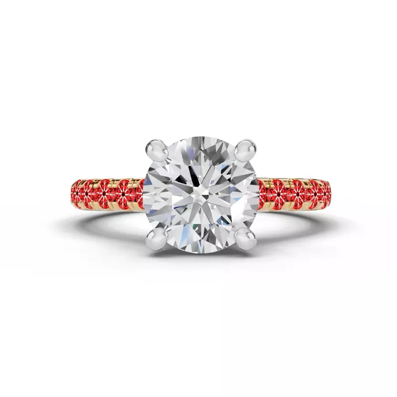 14K Yellow Gold Signature Hearts & Arrows Classic Hidden Halo Cathedral Lab Engagement Ring (.55ct. tw.)