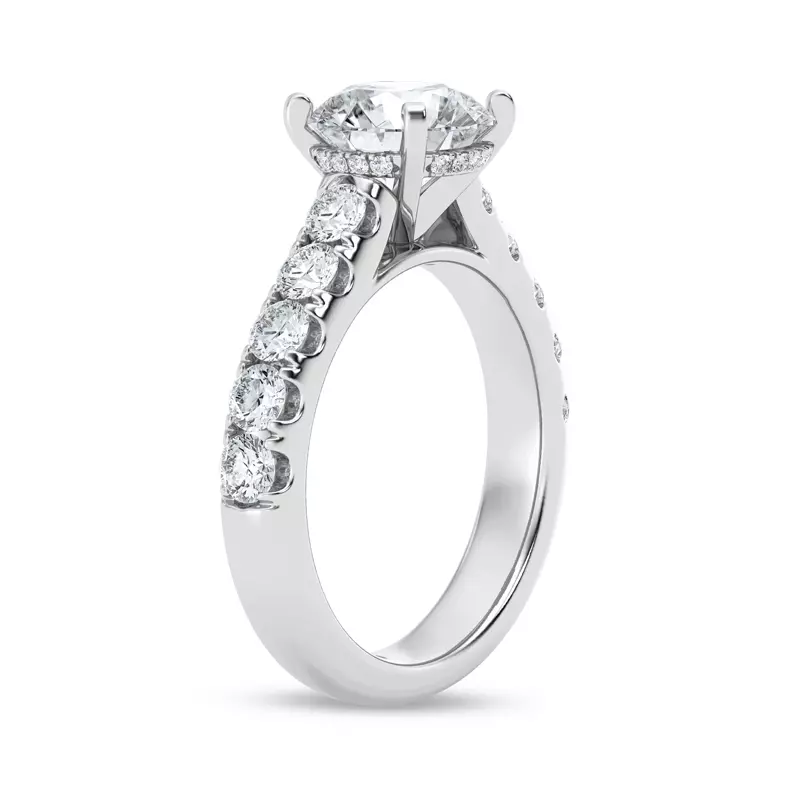 14K White Gold Tradition Hidden Halo Cathedral Pavé Lab Engagement Ring (1.00ct. tw.)