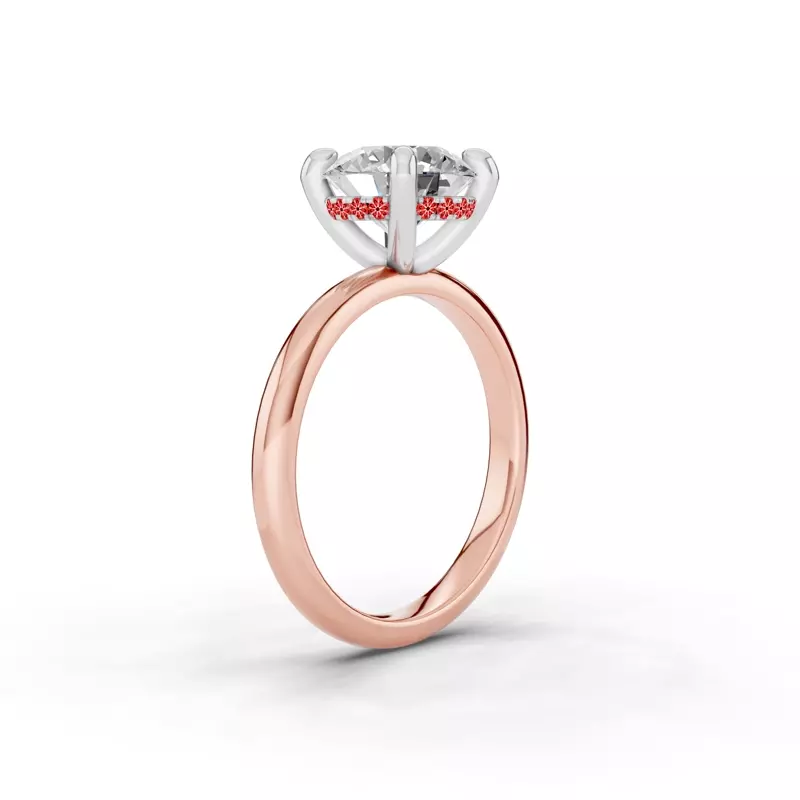 14K Rose Gold Signature Hearts & Arrows Hidden Halo Lab Engagement Ring (2mm)