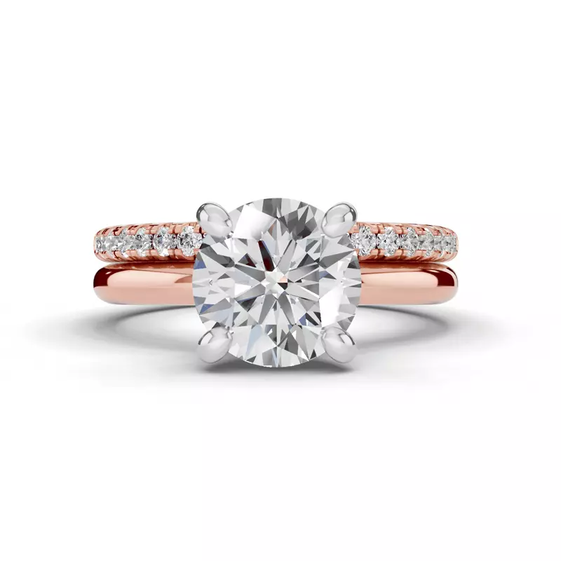 14K Rose Gold Signature Hearts & Arrows Hidden Halo Lab Engagement Ring (2mm)