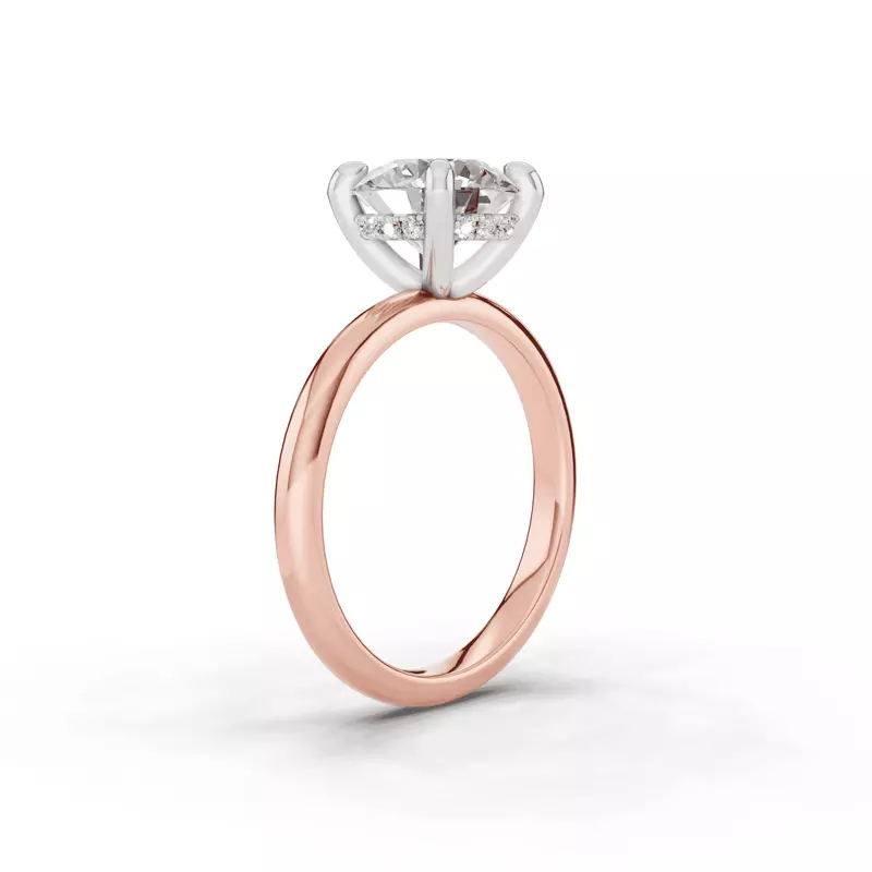 14K Rose Gold Signature Hearts & Arrows Hidden Halo Lab Engagement Ring (2mm)