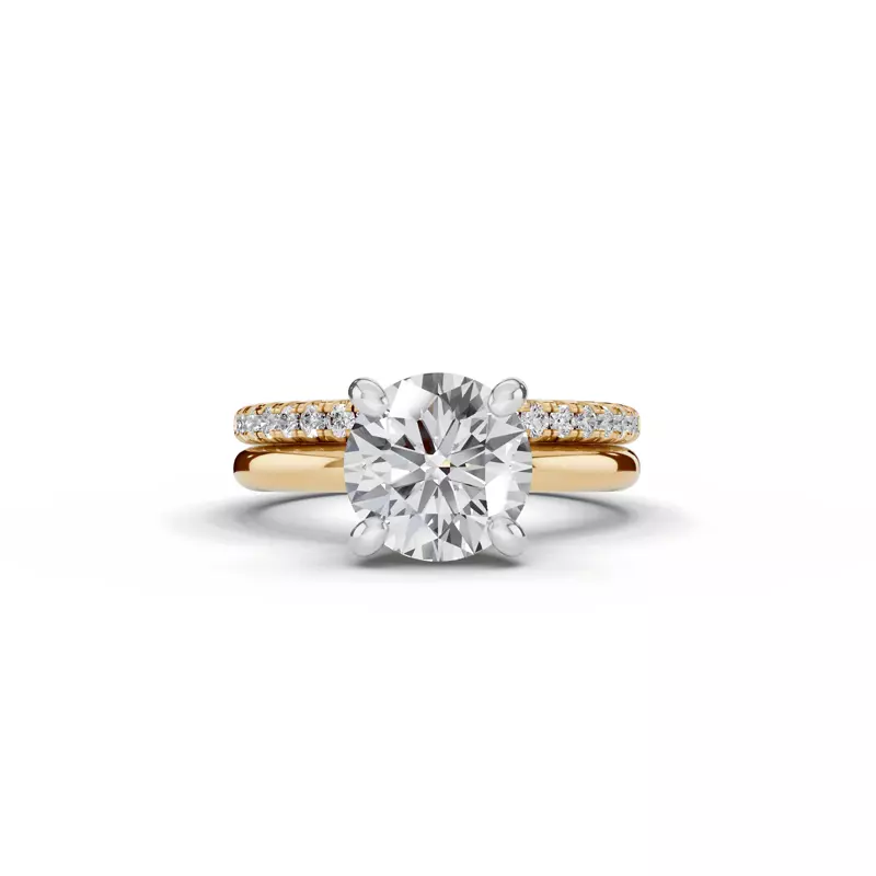 14K Yellow Gold Signature Hearts & Arrows Hidden Halo Lab Engagement Ring (2mm)