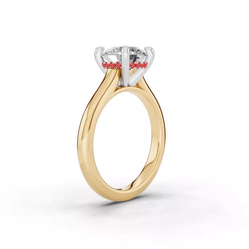 14K Yellow Gold Signature Hearts & Arrows Hidden Halo Cathedral Lab Engagement Ring (2.7mm)
