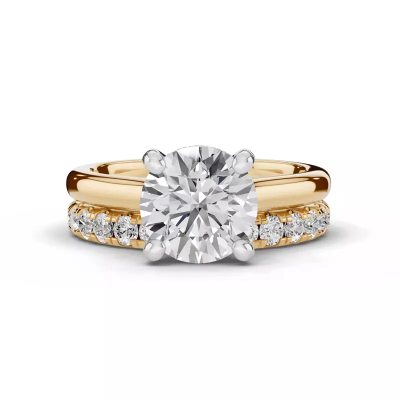 14K Yellow Gold Signature Hearts & Arrows Hidden Halo Cathedral Lab Engagement Ring (2.7mm)