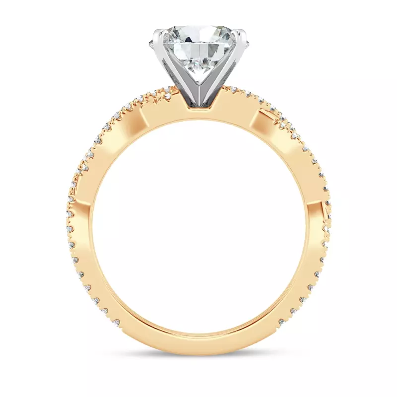 14K Yellow Gold Signature Hearts & Arrows Pavé Spiral Lab Engagement Ring