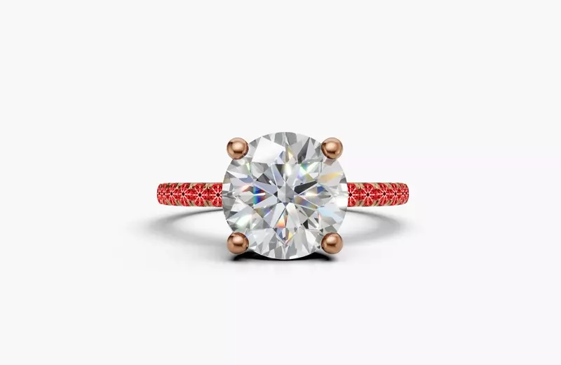 14K Rose Gold Signature Hearts & Arrows Pavé Lab Engagement Ring (1/4ct. tw.)