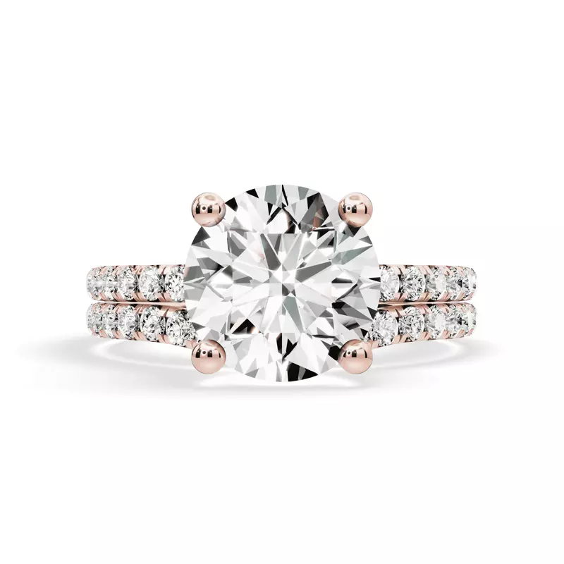 14K Rose Gold Signature Hearts & Arrows Pavé Lab Engagement Ring (1/4ct. tw.)