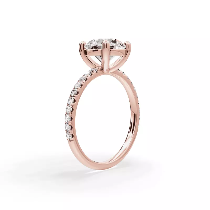 14K Rose Gold Signature Hearts & Arrows Pavé Lab Engagement Ring (1/4ct. tw.)