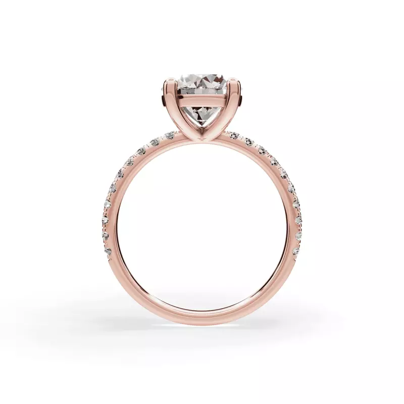 14K Rose Gold Signature Hearts & Arrows Pavé Lab Engagement Ring (1/4ct. tw.)
