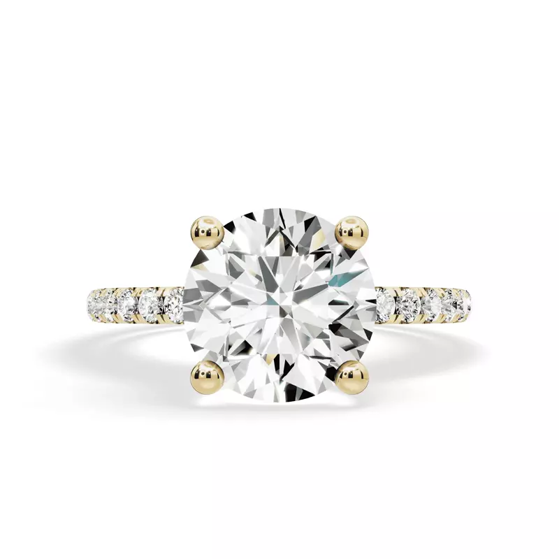 14K Yellow Gold Signature Hearts & Arrows Pavé Lab Engagement Ring (1/4ct. tw.)