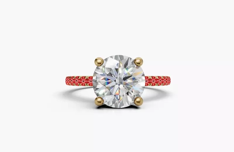 14K Yellow Gold Signature Hearts & Arrows Pavé Lab Engagement Ring (1/4ct. tw.)