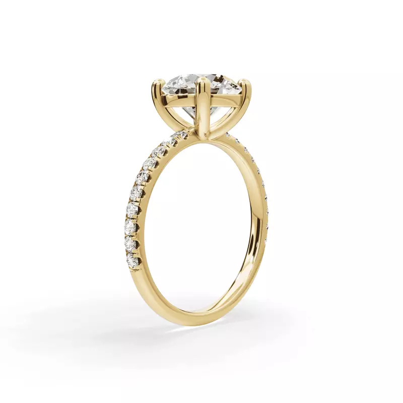 14K Yellow Gold Signature Hearts & Arrows Pavé Lab Engagement Ring (1/4ct. tw.)