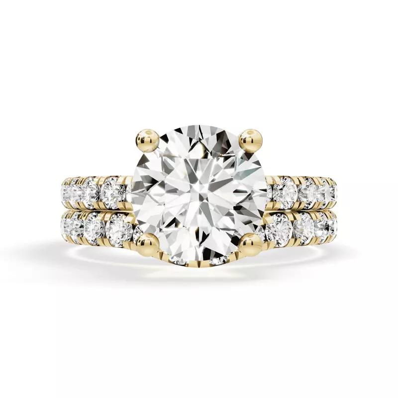 14K Yellow Gold Signature Hearts & Arrows Pavé Lab Engagement Ring (1/2ct. tw.)
