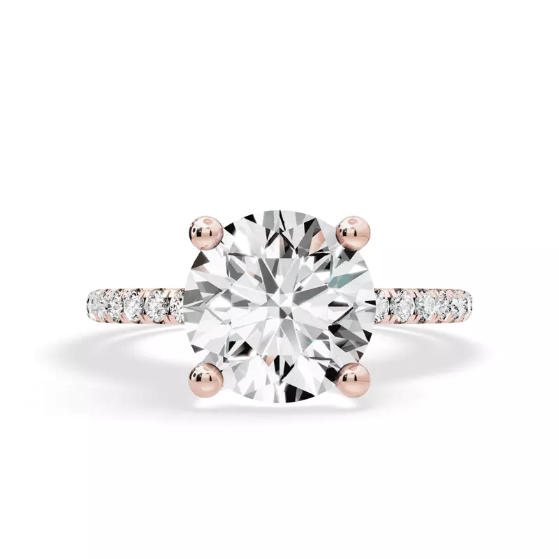 14K Rose Gold Signature Hearts & Arrows Classic Hidden Halo Pavé Lab Engagement Ring (1/4ct. tw.)
