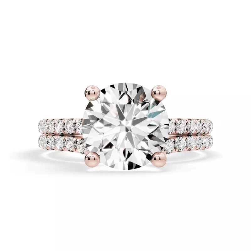 14K Rose Gold Signature Hearts & Arrows Classic Hidden Halo Pavé Lab Engagement Ring (1/4ct. tw.)
