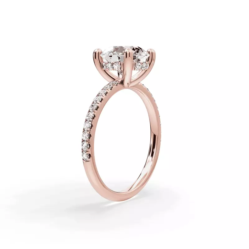 14K Rose Gold Signature Hearts & Arrows Classic Hidden Halo Pavé Lab Engagement Ring (1/4ct. tw.)