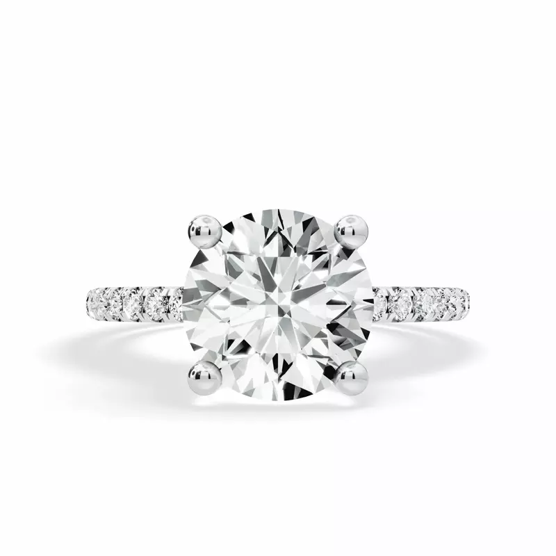 14K White Gold Signature Hearts & Arrows Classic Hidden Halo Pavé Lab Engagement Ring (1/4ct. tw.)