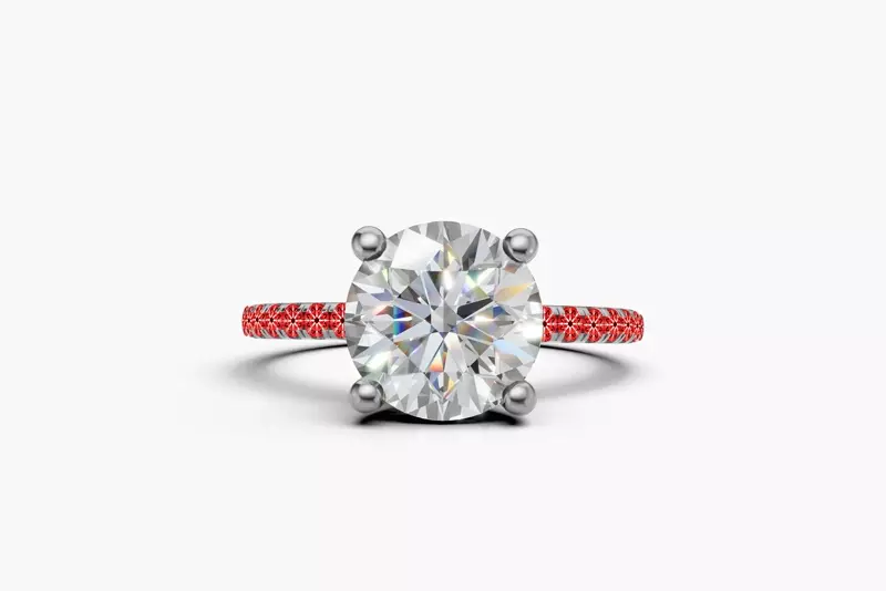 14K White Gold Signature Hearts & Arrows Classic Hidden Halo Pavé Lab Engagement Ring (1/4ct. tw.)