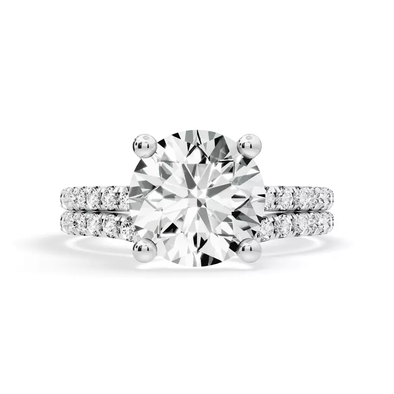 14K White Gold Signature Hearts & Arrows Classic Hidden Halo Pavé Lab Engagement Ring (1/4ct. tw.)