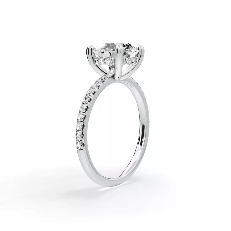 14K White Gold Signature Hearts & Arrows Classic Hidden Halo Pavé Lab Engagement Ring (1/4ct. tw.)