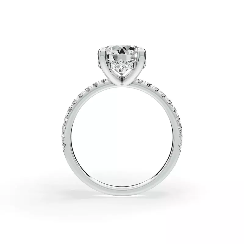14K White Gold Signature Hearts & Arrows Classic Hidden Halo Pavé Lab Engagement Ring (1/4ct. tw.)