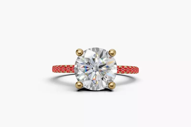 14K Yellow Gold Signature Hearts & Arrows Classic Hidden Halo Pavé Lab Engagement Ring (1/4ct. tw.)