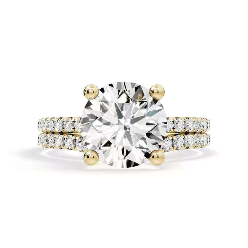 14K Yellow Gold Signature Hearts & Arrows Classic Hidden Halo Pavé Lab Engagement Ring (1/4ct. tw.)