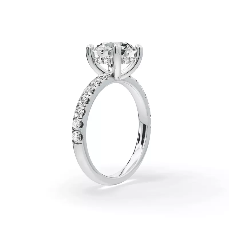 14K White Gold Signature Hearts & Arrows Classic Hidden Halo Pavé Lab Engagement Ring (1/2ct. tw.)
