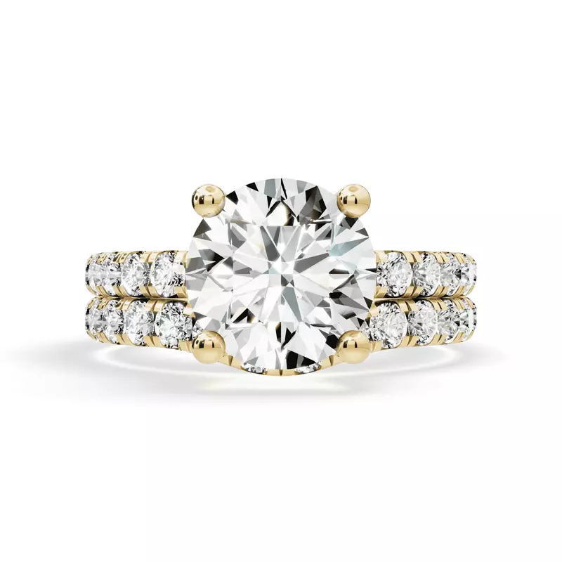 14K Yellow Gold Signature Hearts & Arrows Classic Hidden Halo Pavé Lab Engagement Ring (1/2ct. tw.)