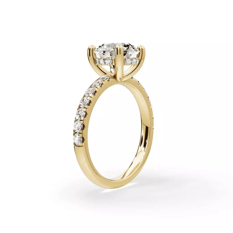 14K Yellow Gold Signature Hearts & Arrows Classic Hidden Halo Pavé Lab Engagement Ring (1/2ct. tw.)