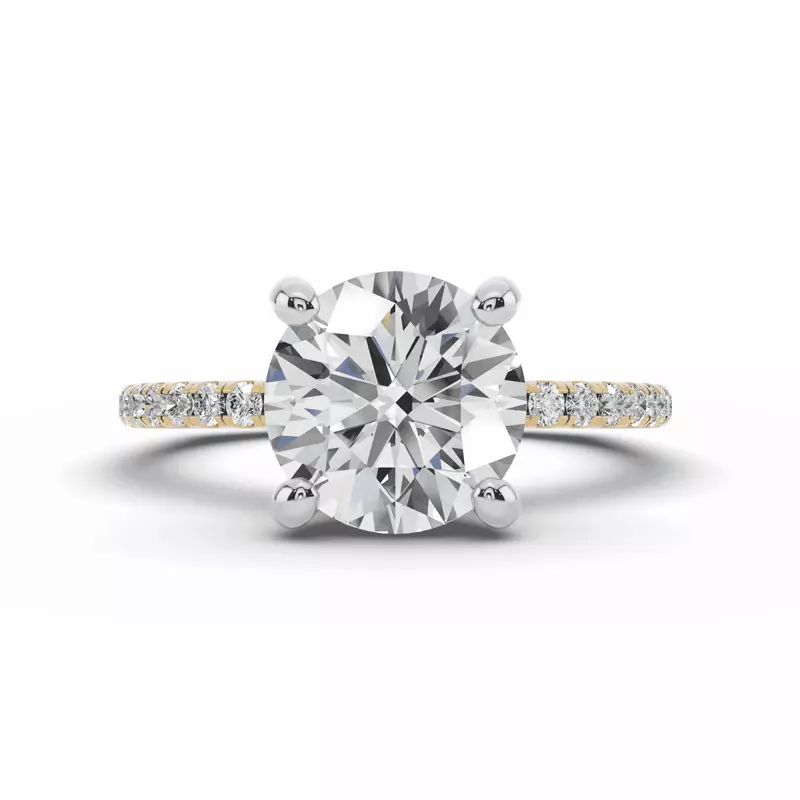 14K Yellow Gold Signature Hearts & Arrows Pavé Lab Euroshank Hidden Halo Engagement Ring (¼ ct. tw.)