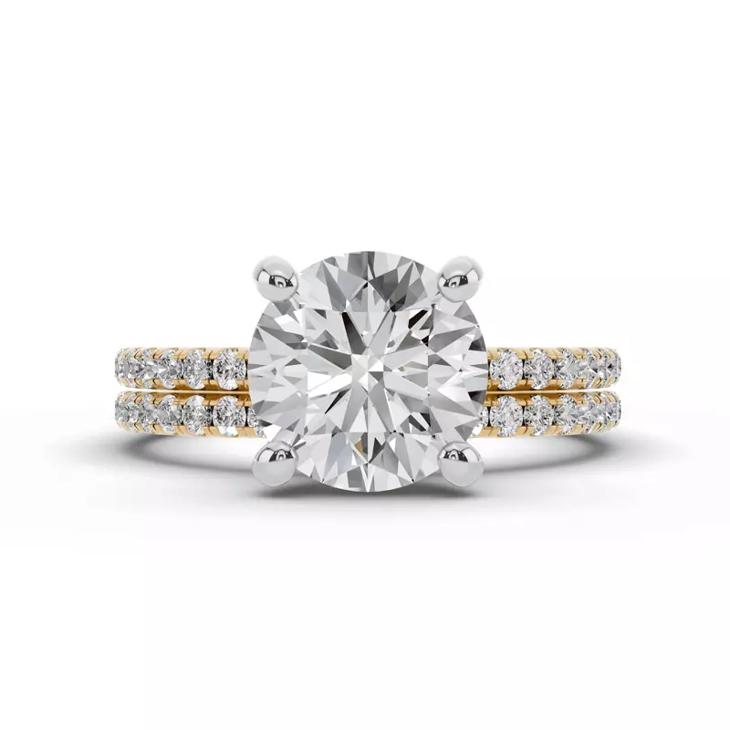 14K Yellow Gold Signature Hearts & Arrows Pavé Lab Euroshank Hidden Halo Engagement Ring (¼ ct. tw.)