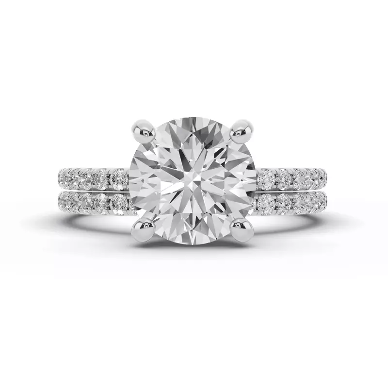 14K White Gold Signature Hearts & Arrows Pavé Lab Euroshank Hidden Halo Engagement Ring (¼ ct. tw.)