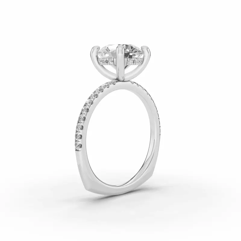 14K White Gold Signature Hearts & Arrows Pavé Lab Euroshank Hidden Halo Engagement Ring (¼ ct. tw.)