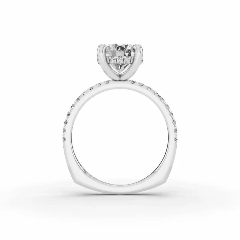 14K White Gold Signature Hearts & Arrows Pavé Lab Euroshank Hidden Halo Engagement Ring (¼ ct. tw.)