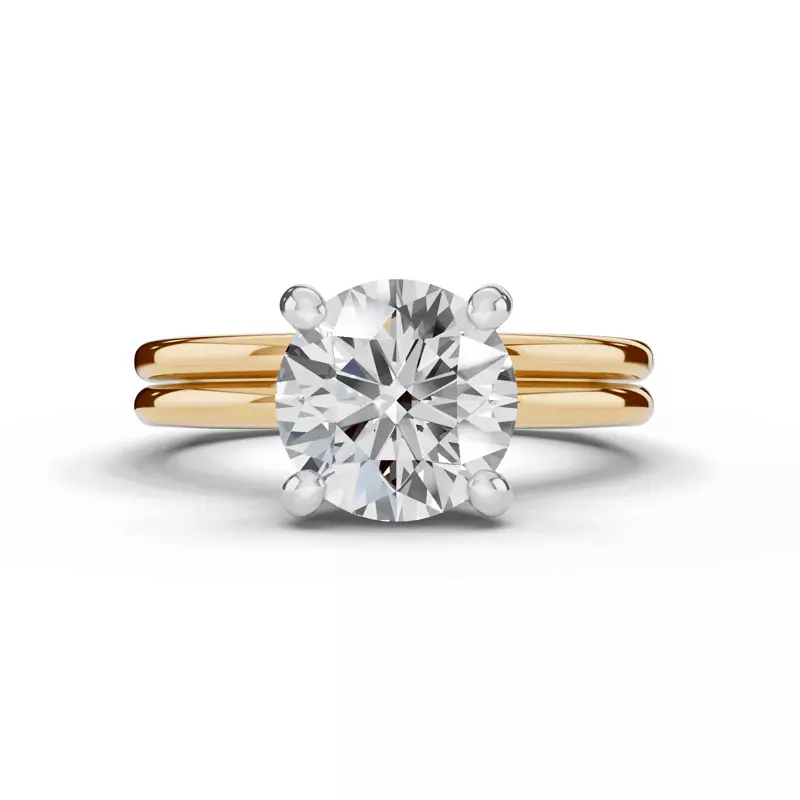 14K Yellow Gold Signature Hearts & Arrows Hidden Halo Euroshank Lab Engagement Ring (1.5mm)