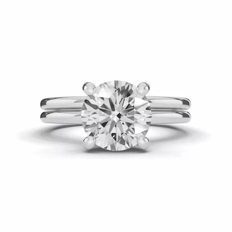 14K White Gold Signature Hearts & Arrows Hidden Halo Euroshank Lab Engagement Ring (1.5mm)