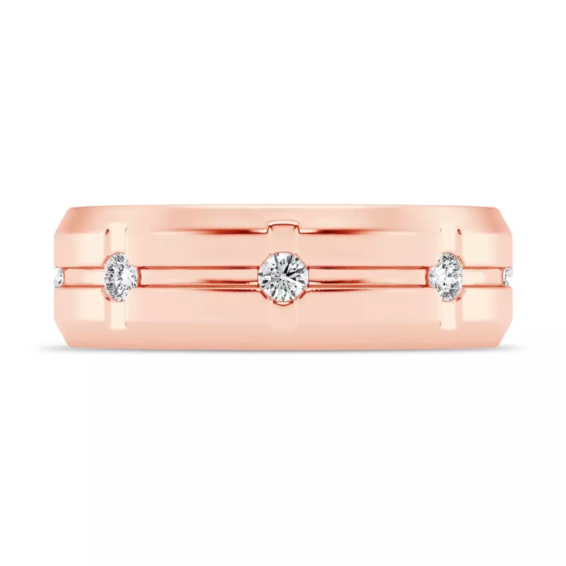 14K Rose Gold Grooved Diamond Eternity Band (7mm)