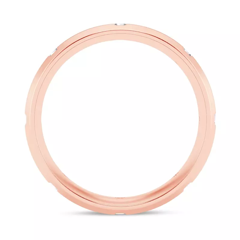 14K Rose Gold Grooved Diamond Eternity Band (7mm)