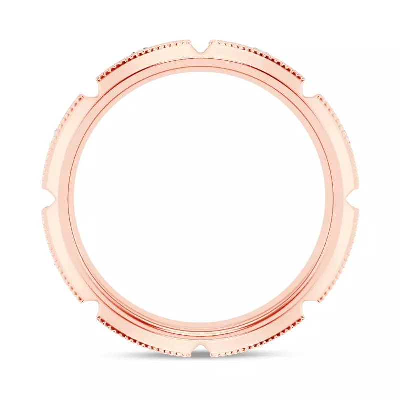 14K Rose Gold Milgrain Brick Diamond Eternity Band (6.8mm)