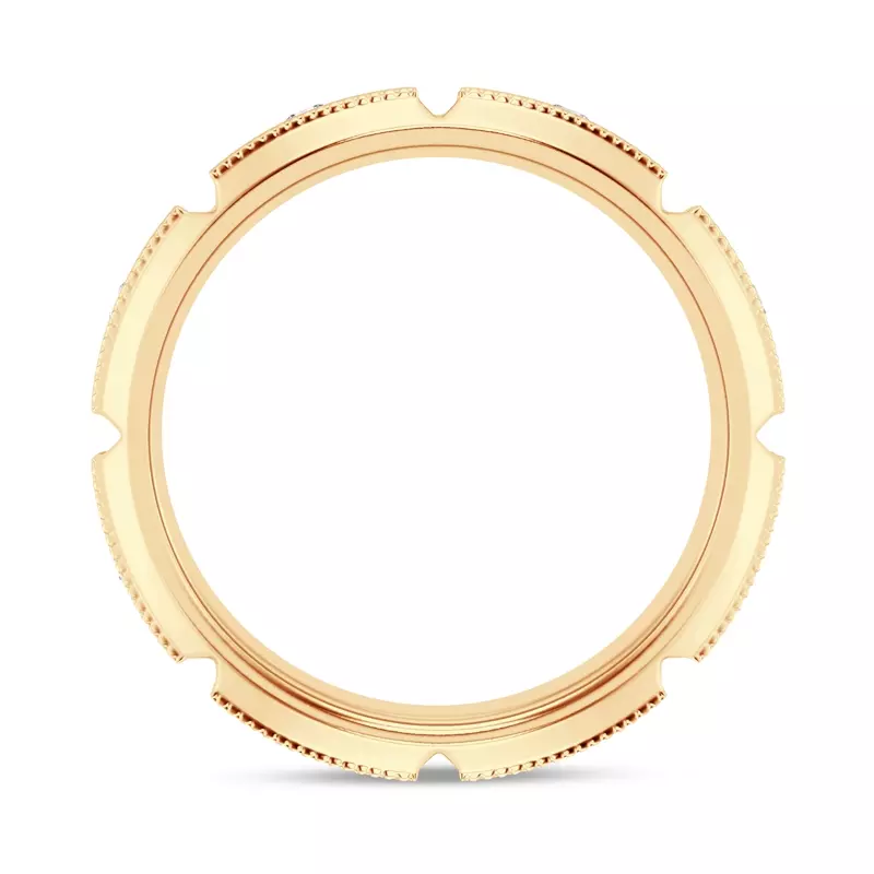 14K Yellow Gold Milgrain Brick Diamond Eternity Band (6.8mm)