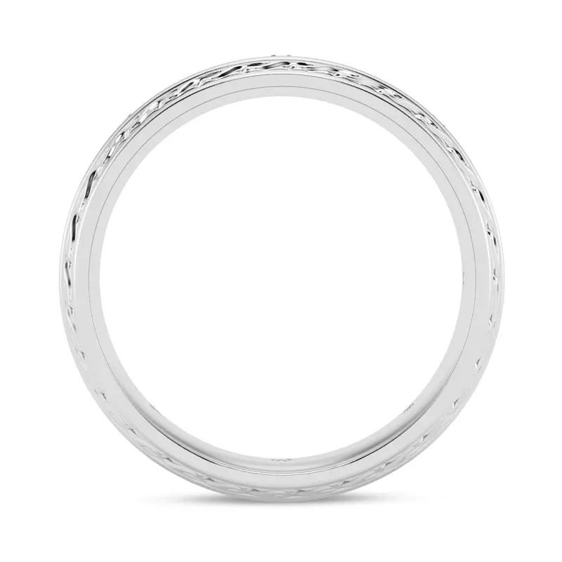 14K White Gold Engraved Diamond Beveled Eternity Band (8mm)