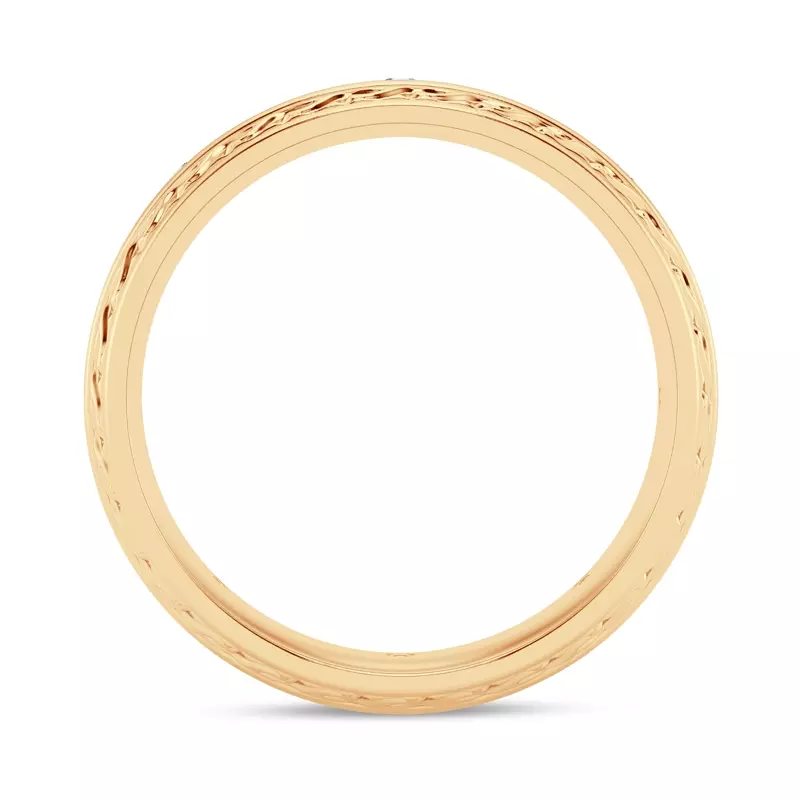 14K Yellow Gold Engraved Diamond Beveled Eternity Band (8mm)