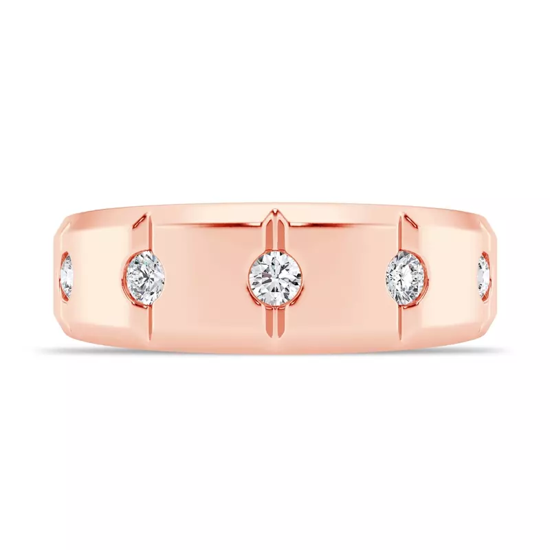 Grooved Tapered Diamond Band (7mm)