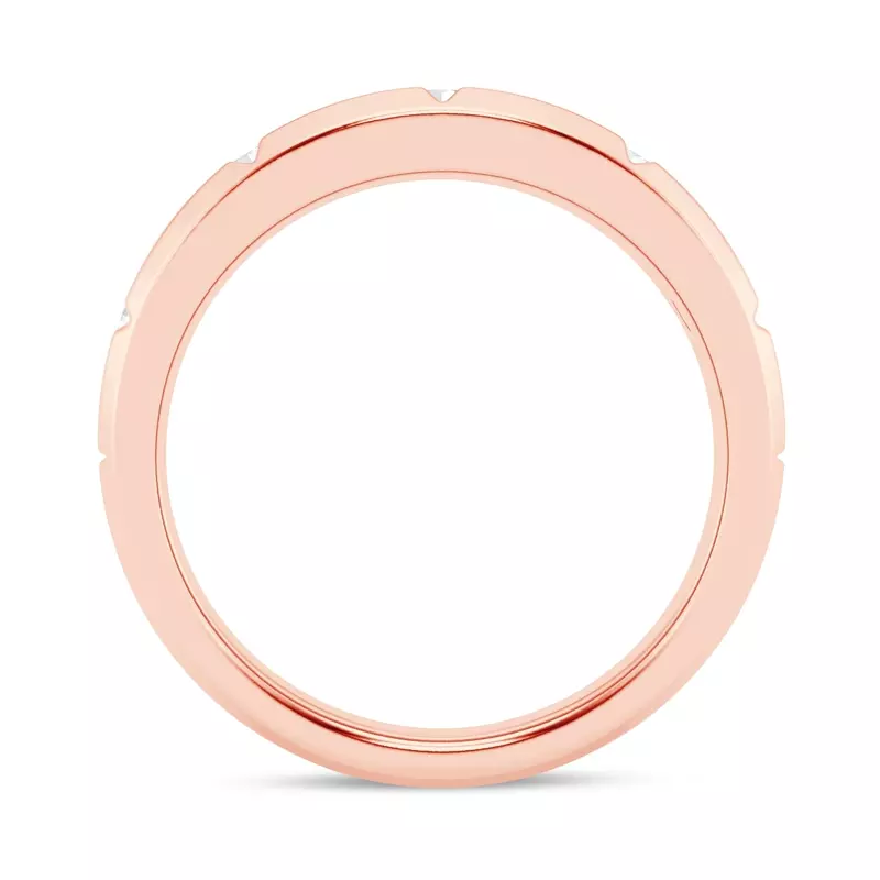14K Rose Gold Grooved Tapered Diamond Band (7mm)