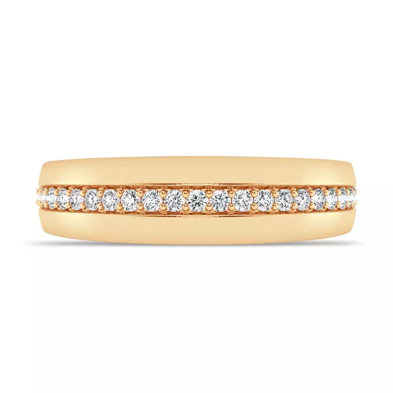 14K Yellow Gold Tapered Diamond Band (6mm)