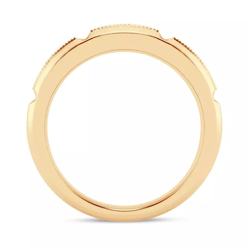 14K Yellow Gold Milgrain Brick Diamond Band (7.00mm)