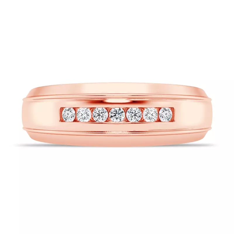 Grooved Channel-Set Diamond Band (7.5mm)